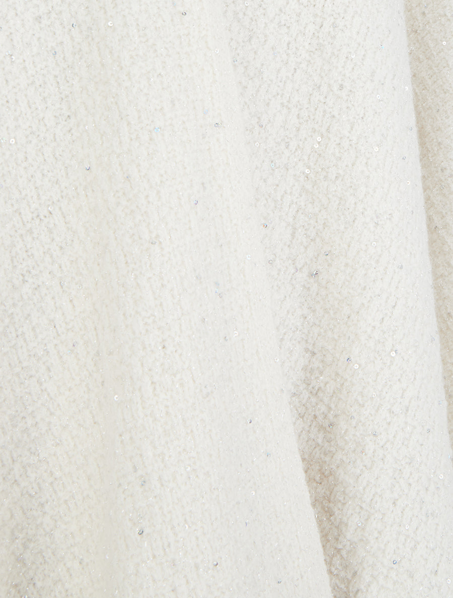 Poncho long uni à sequins - Blanc - 3