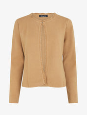 Gilet uni à détail effiloché - Camel - 1