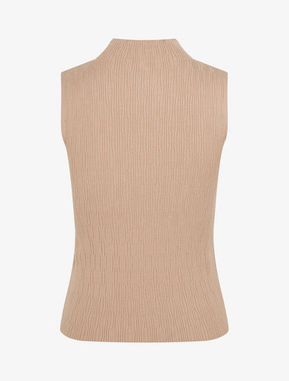 Débardeur en maille côtelée texturée - Beige - 2