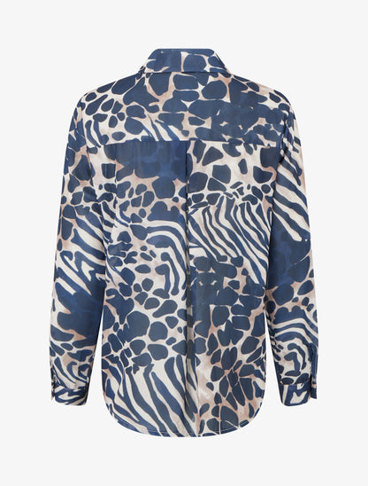 Chemise transparente droite imprimé animal - Marine - 2