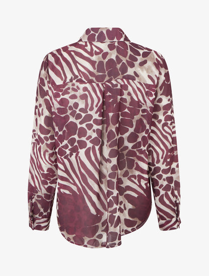 Chemise transparente droite imprimé animal - Prune - 2
