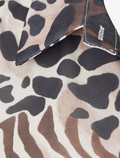 Chemise transparente droite imprimé animal - Noir - 3