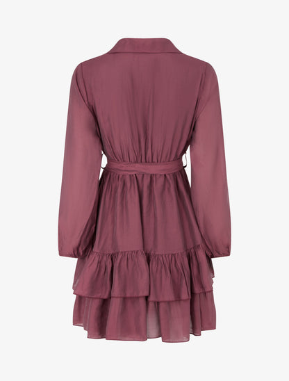 Robe courte volantée - Prune - 2