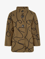 Blouson effet laine bouclée à motif fantaisie - Marron clair - 1