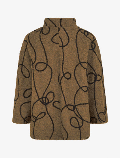 Blouson effet laine bouclée à motif fantaisie - Marron clair - 2