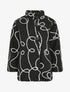Blouson effet laine bouclée à motif fantaisie - Noir - 1