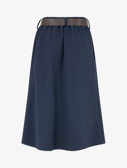 Jupe mi-longue style portefeuille - Marine - 2