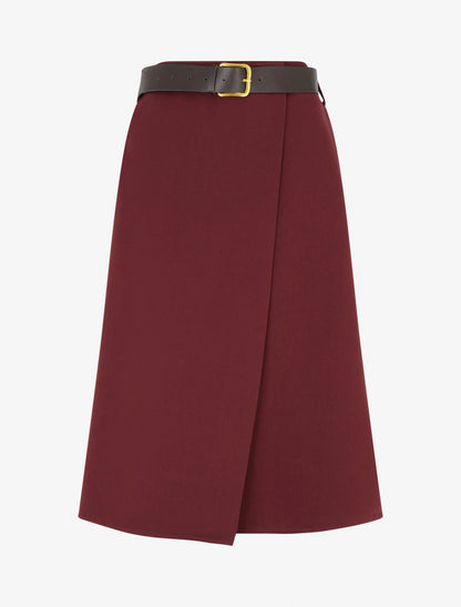 Jupe mi-longue style portefeuille - Bordeaux - 1
