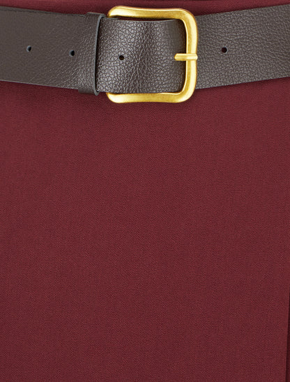 Jupe mi-longue style portefeuille - Bordeaux - 3