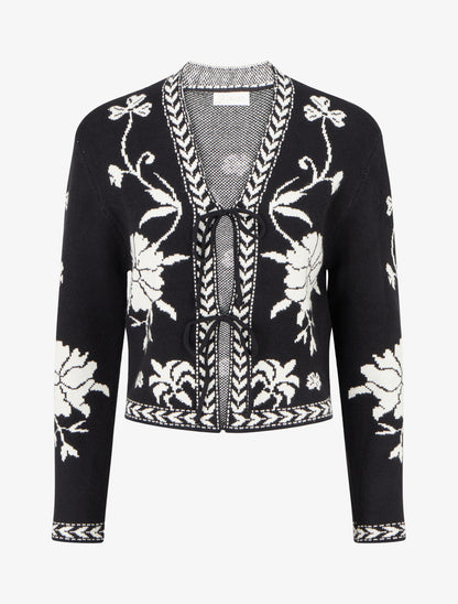 Gilet à nouer à imprimé baroque - Noir - 1