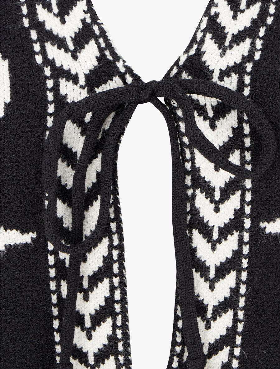 Gilet à nouer à imprimé baroque - Noir - 3