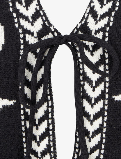 Gilet à nouer à imprimé baroque - Noir - 3