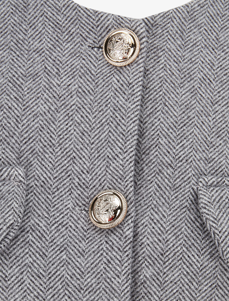 Veste en tweed coupe carrée - Gris - 3