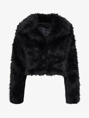 Blouson court à fourrure synthétique - Noir - 1