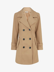 Manteau droit à pans croisés - Camel - 1