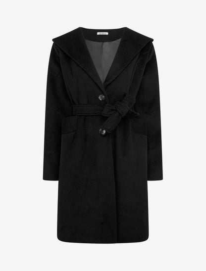 Manteau long à capuche - Noir - 1