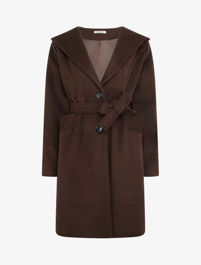 Manteau long à capuche - Marron - 1