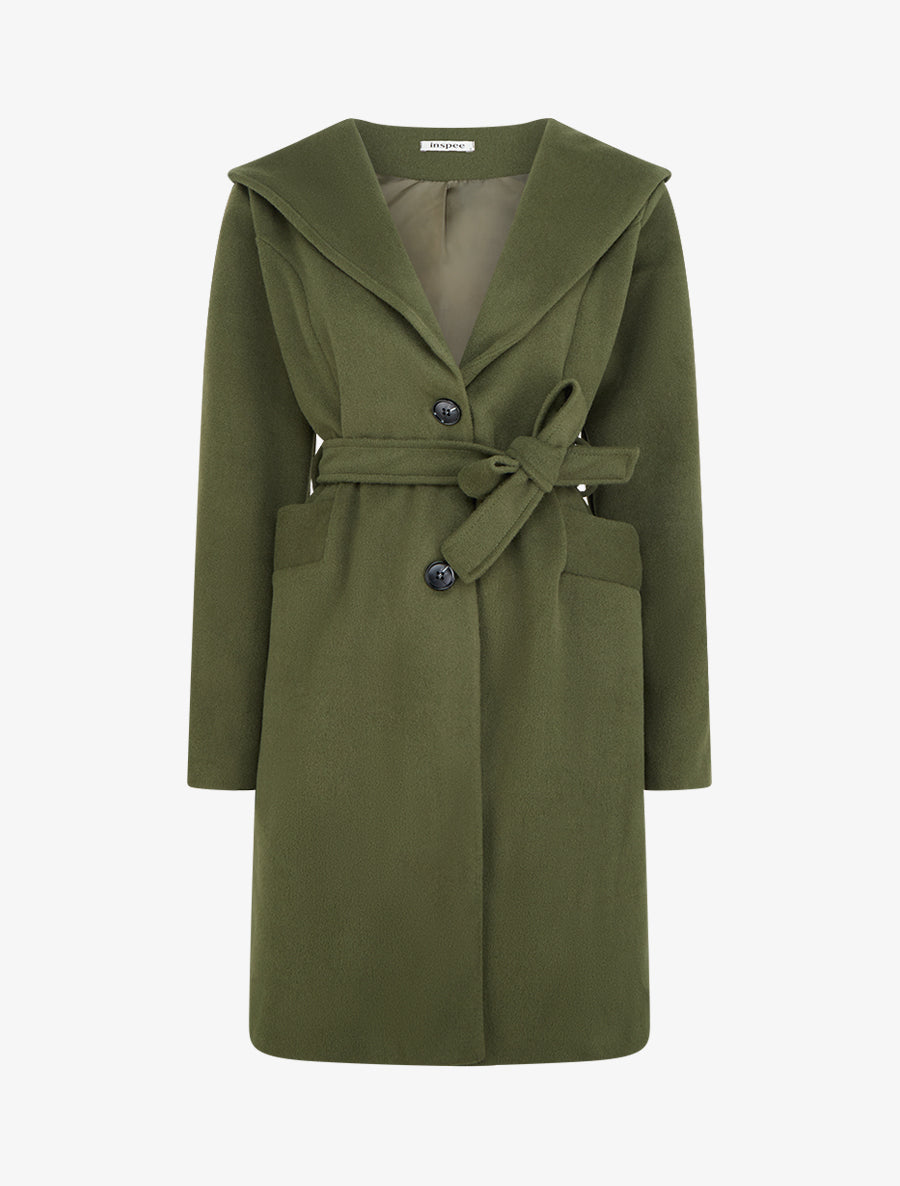 Manteau long à capuche - Kaki - 1