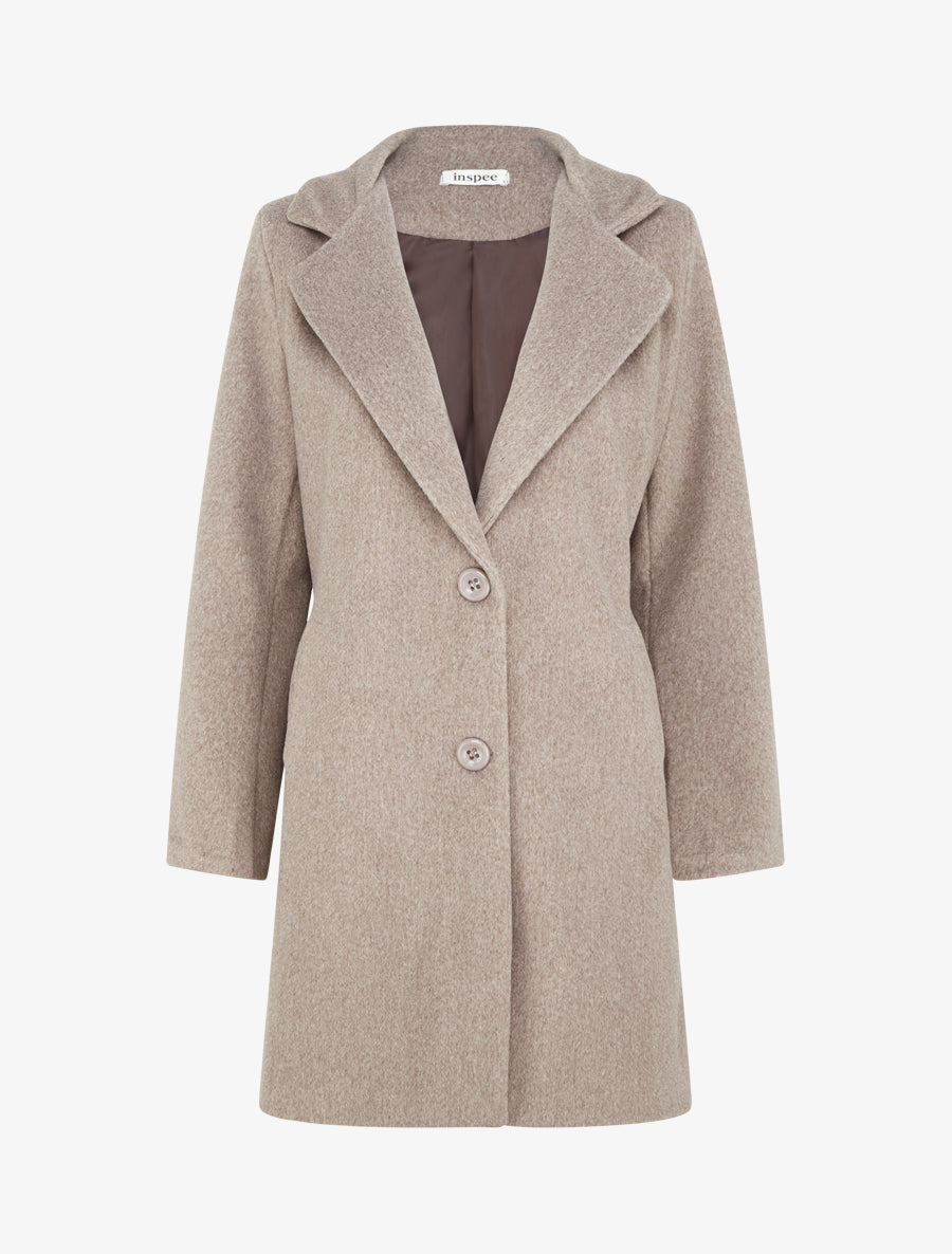 Manteau droit long - Taupe - 1