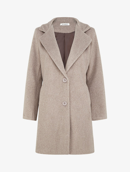 Manteau droit long - Taupe - 1