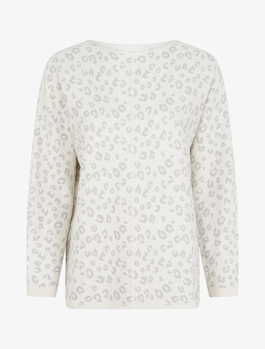 Pull imprimé léopard irisé - Écru - 1