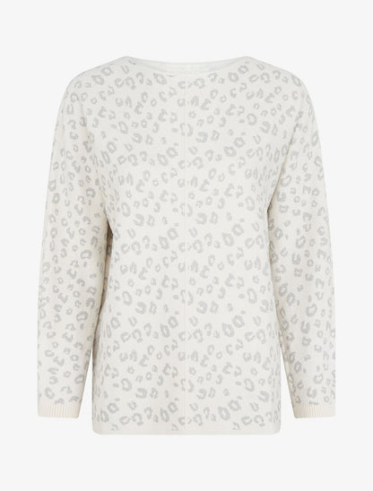 Pull imprimé léopard irisé - Écru - 1