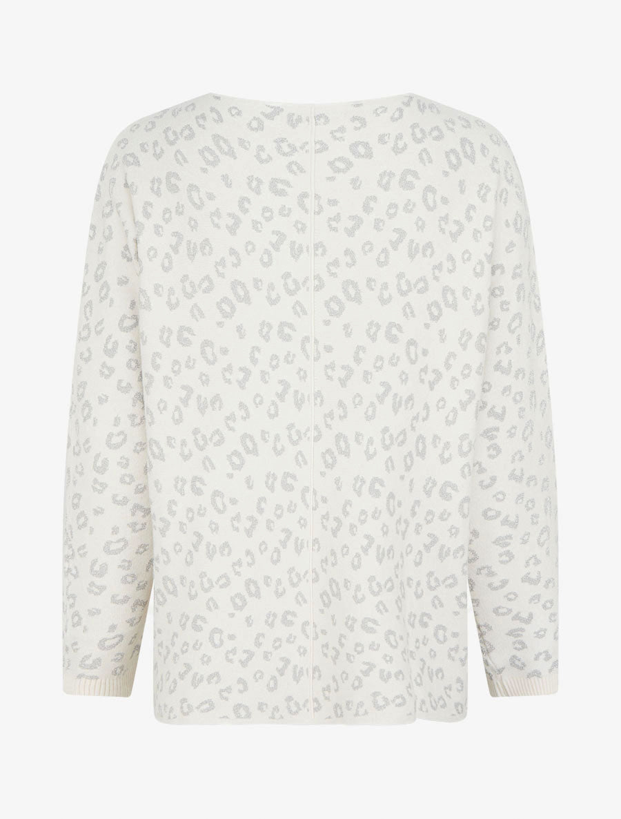 Pull imprimé léopard irisé - Écru - 2