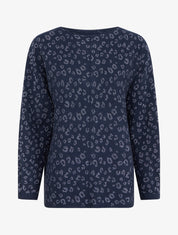 Pull imprimé léopard irisé - Marine - 1