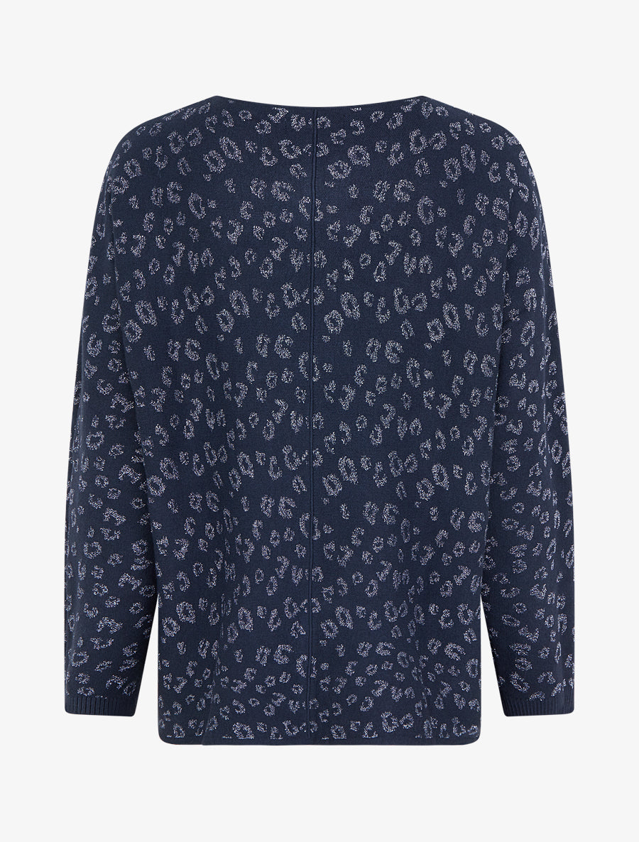 Pull imprimé léopard irisé - Marine - 2