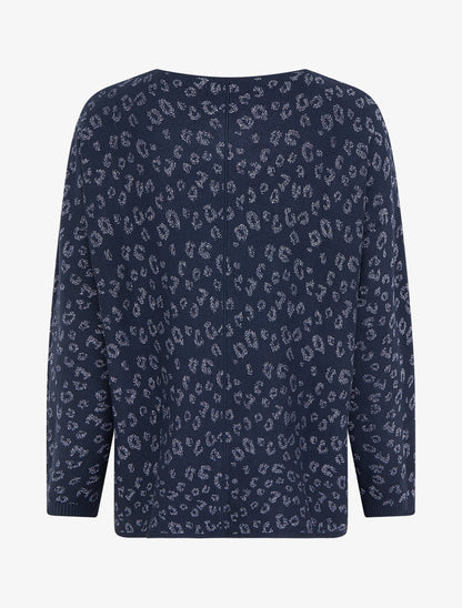 Pull imprimé léopard irisé - Marine - 2