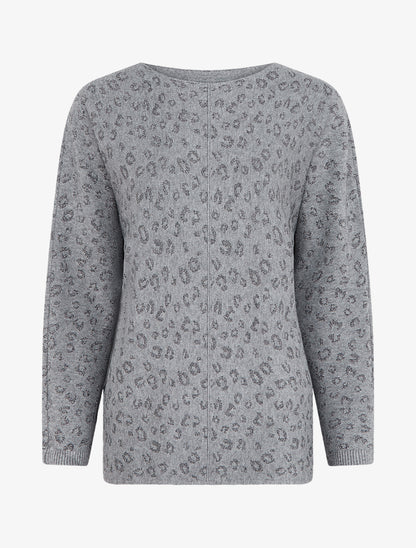 Pull imprimé léopard irisé - Gris - 1
