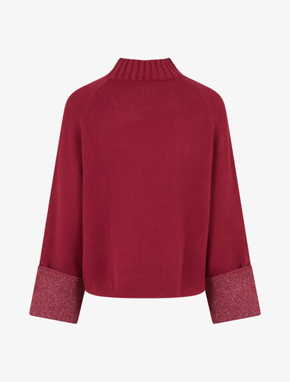 Pull à manches à détail irisé - Lie de vin - 2