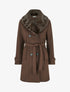 Manteau à col en fourrure synthétique amovible - Marron - 1