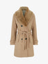 Manteau à col en fourrure synthétique amovible - Camel clair - 1