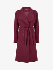 Manteau long cintré à boutons - Bordeaux