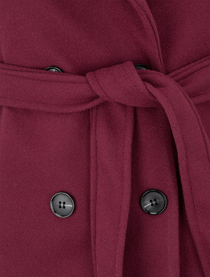 Manteau long cintré à boutons - Bordeaux