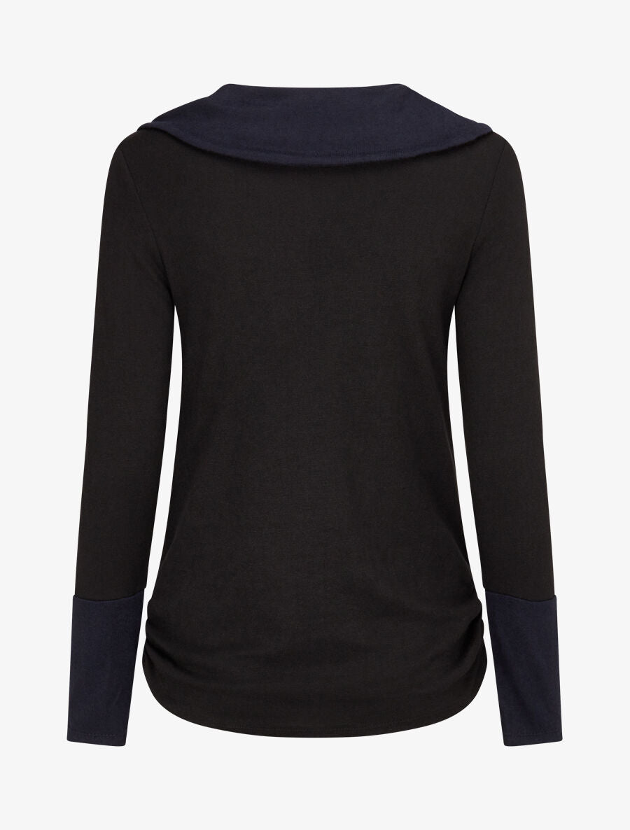 Pull fin à col rond stylisé - Noir/marine - 2