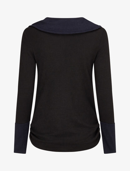 Pull fin à col rond stylisé - Noir/marine - 2