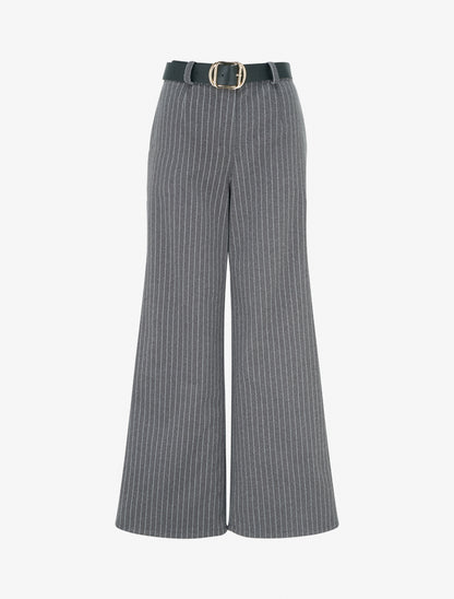 Pantalon épais imprimé à rayures - Gris - 1