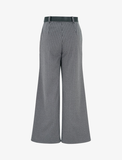 Pantalon épais imprimé à rayures - Gris - 2
