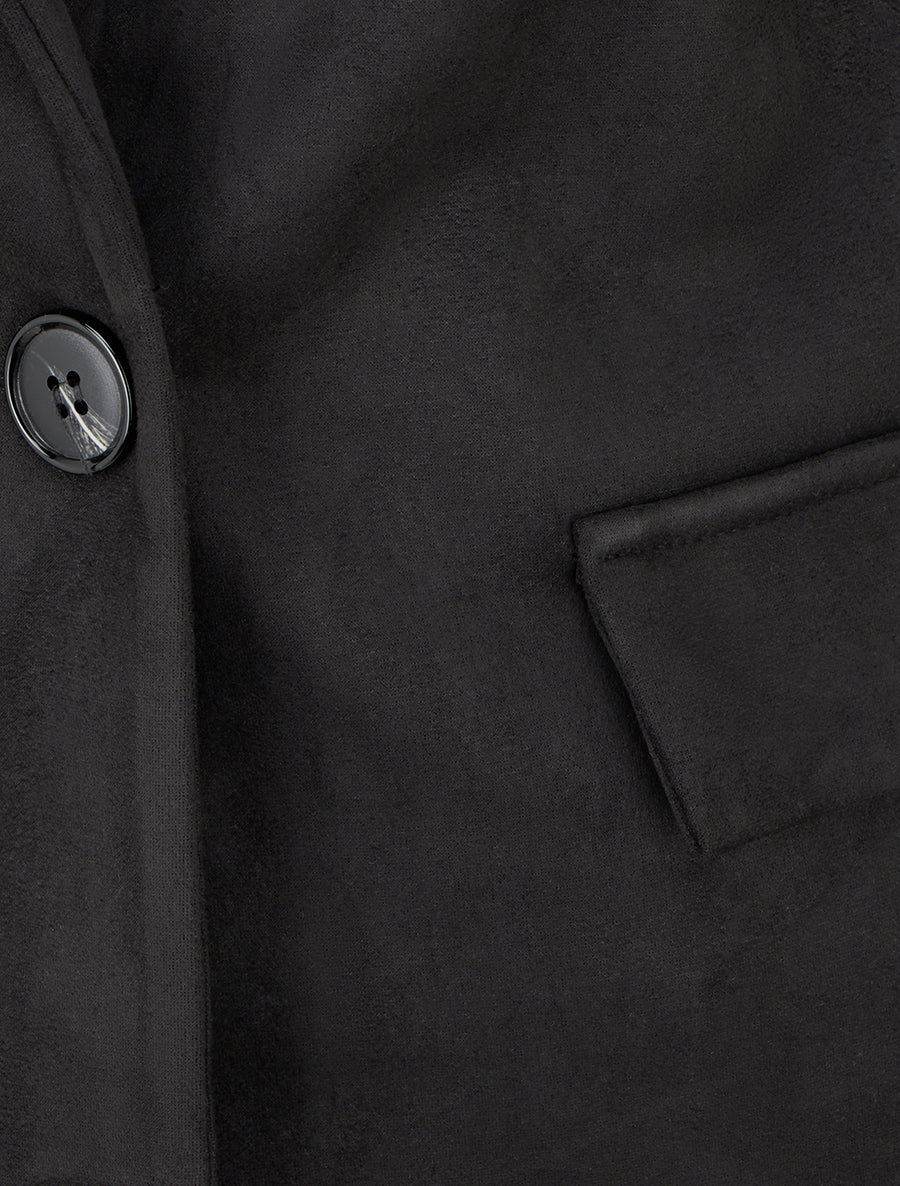 Blazer boutonné en suédine - Noir - 3