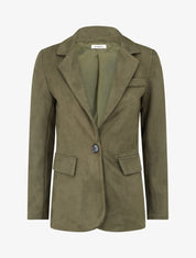 Blazer boutonné en suédine - Kaki - 1