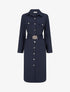 Robe chemise longue à poches décoratives - Marine - 1