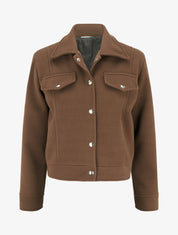 Blouson boutonné à poche à rabat - Marron - 1