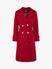 Manteau droit croisé à boutons - Rouge - 1