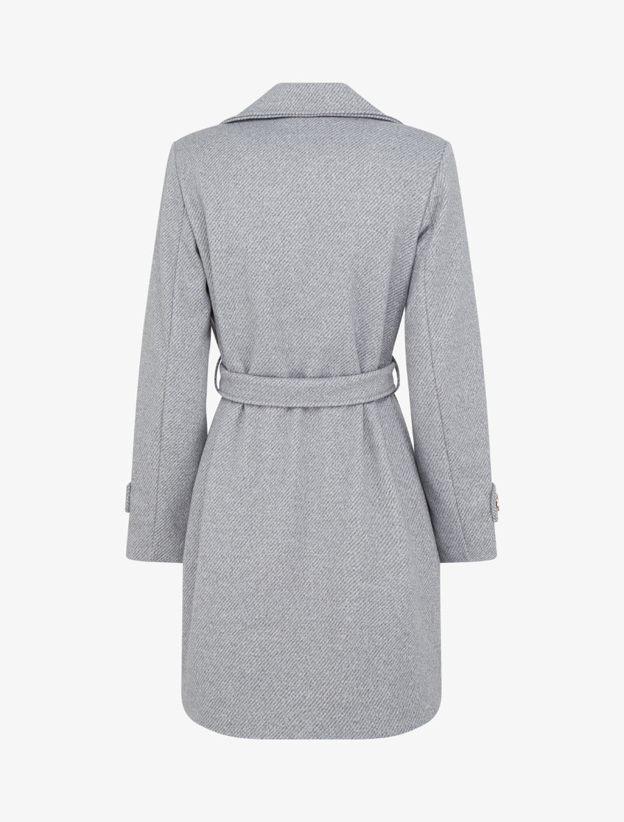 Manteau droit croisé à boutons - Gris clair - 2