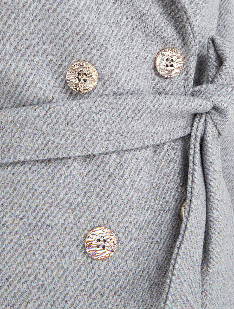 Manteau droit croisé à boutons - Gris clair - 3