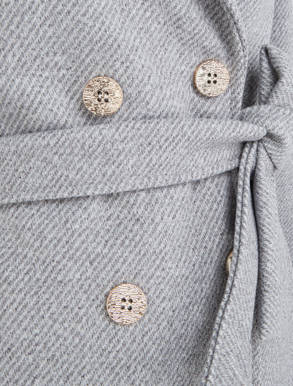 Manteau droit croisé à boutons - Gris clair - 3