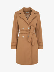 Manteau droit croisé à boutons - Camel - 1