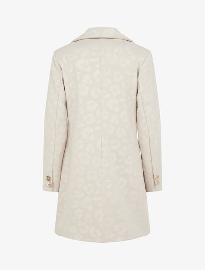 Manteau droit à motif léopard - Beige - 2